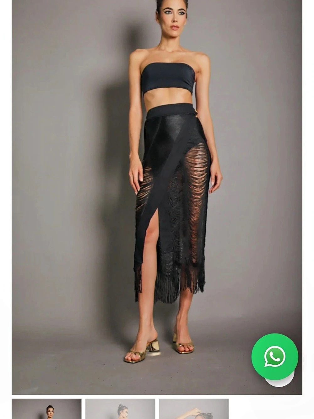 Bless Handmade Long Fringe Skirt REF: 803 Black Cutout Midi Skirt